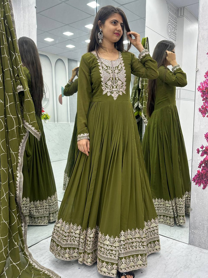 Georgette Embroidery Sequence Gown