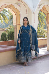 Full Flair Anarkali Gown With Embroidered Dupatta