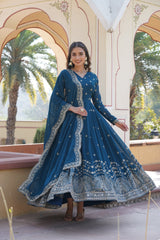 Full Flair Anarkali Gown With Embroidered Dupatta