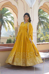 Full Flair Anarkali Gown With Embroidered Dupatta