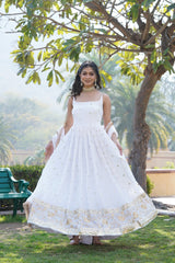 Faux Blooming Georgette Embroidered Designer Gown