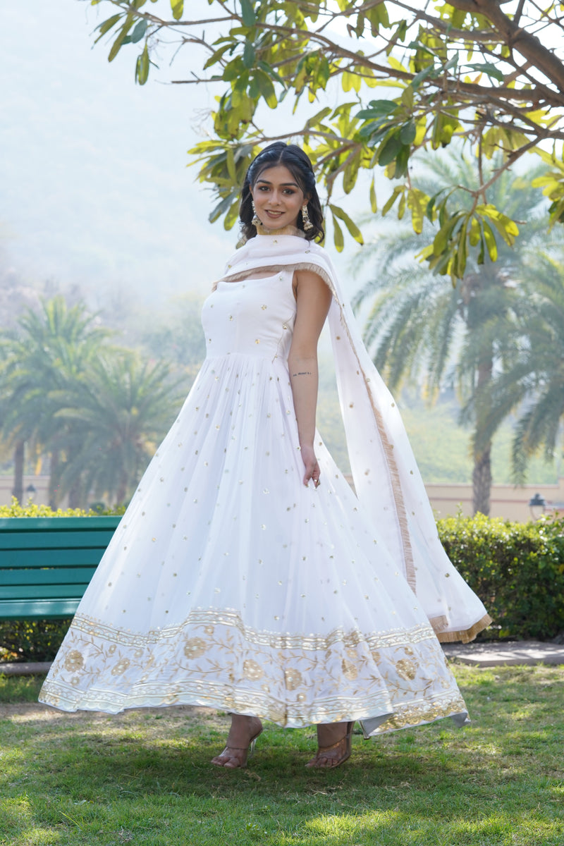 Faux Blooming Georgette Embroidered Designer Gown