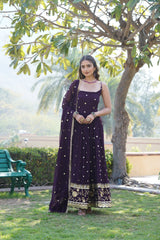 Faux Blooming Georgette Embroidered Designer Gown