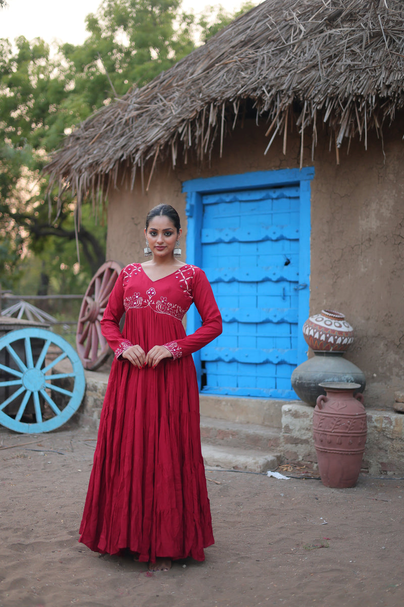 Maroon Color Navratri Gown