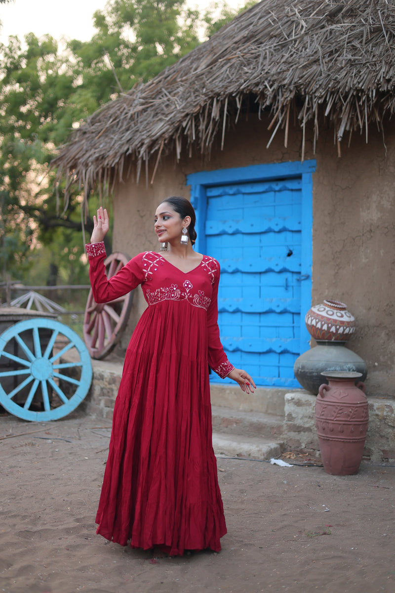 Maroon Color Navratri Gown