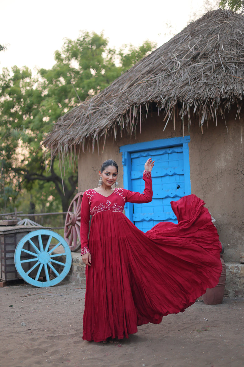 Maroon Color Navratri Gown