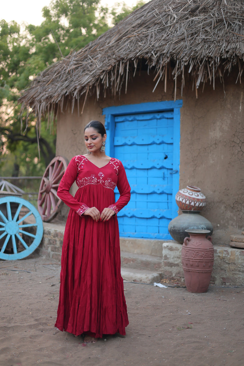 Maroon Color Navratri Gown