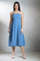 Women's Denim Dress with Shoulder Straps