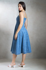 Women's Denim Dress with Shoulder Straps